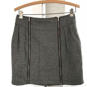 Silence & Noise Herringbone Double Zipper Skirt